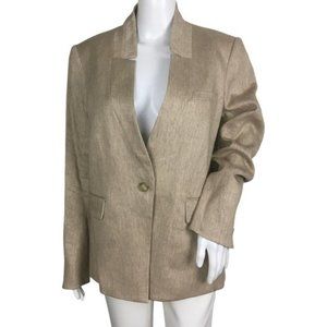Veronica Beard Women's Upcollar Schoolboy Elegant Dickey Jacket Beige Sz 12